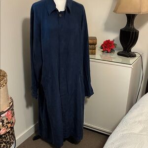 Beautiful Blue Silk Maxi Navy Dress Duster Robe Size XL NWT
